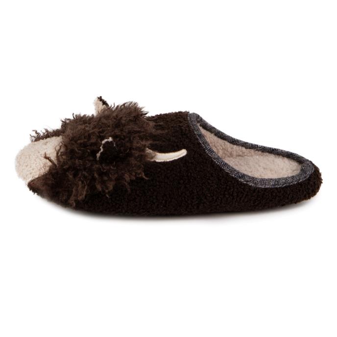 totes toasties&#174; Mens Novelty Applique Mule Slippers Brown