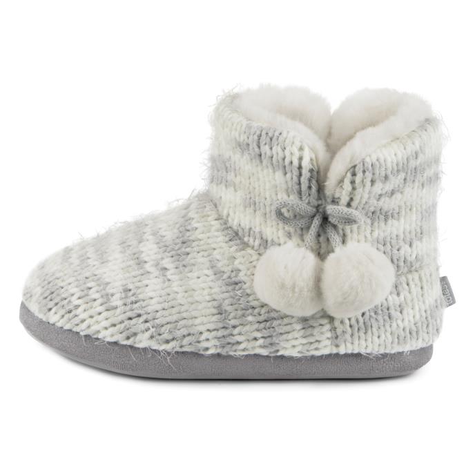 totes toasties&#174; Ladies Space Dye Knitted Boot Slippers Grey