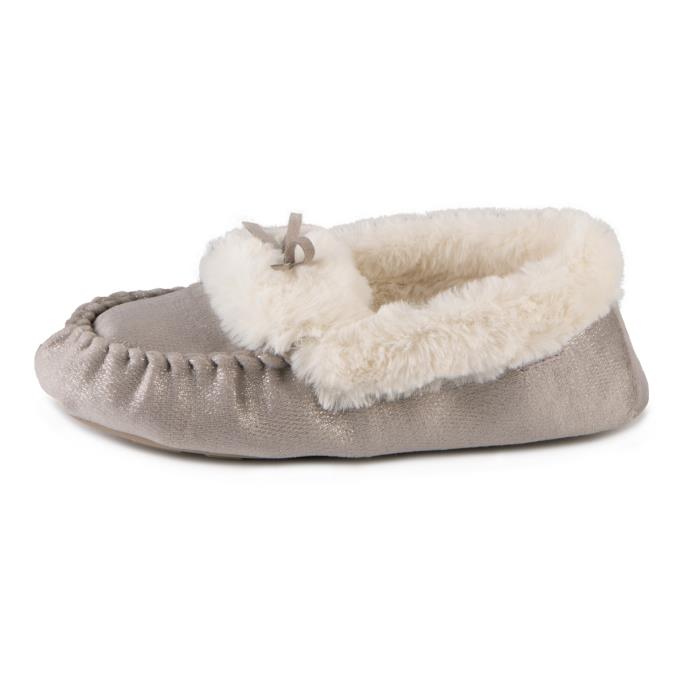 totes toasties&#174; Ladies Sparkle Moccasin Slippers Grey