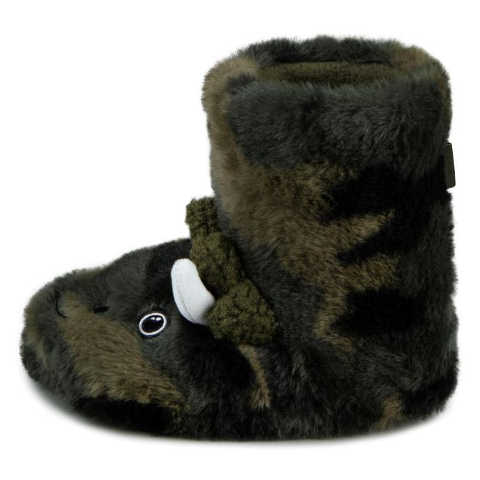 totes toasties&#174; Kids Dino Boot Slippers Khaki