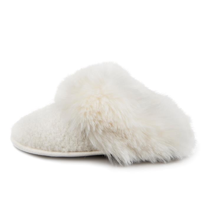 totes toasties&#174; Ladies Textured Sparkle Faux Fur Mule Slippers Cream