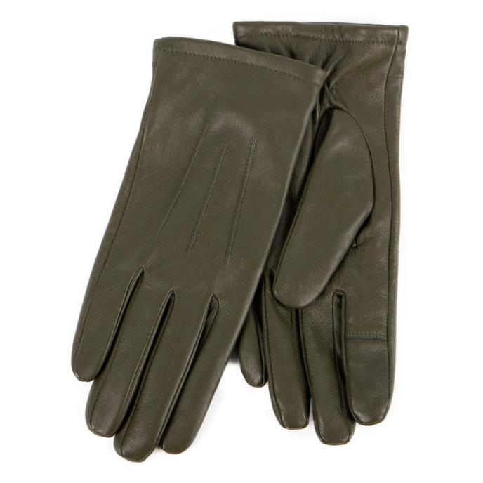 Isotoner&#174; Ladies Three Point Leather Glove With SmarTouch Khaki