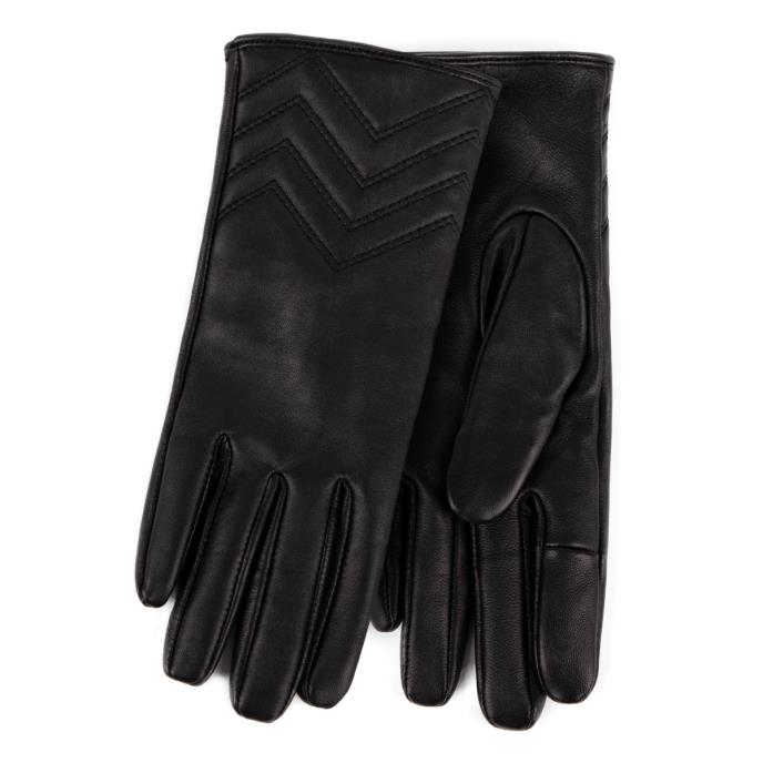 Isotoner&#174; Ladies Cashmere Lined Premium Leather Glove With Chevron Detail Black