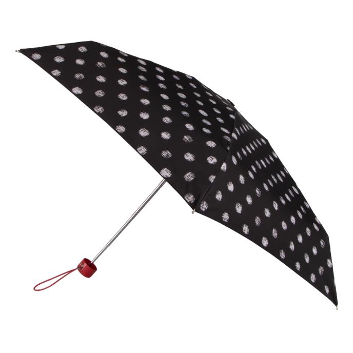 totes ECO-BRELLA&#174; Compact Round B&amp;W Stitched Dots Print Umbrella (3 Section)