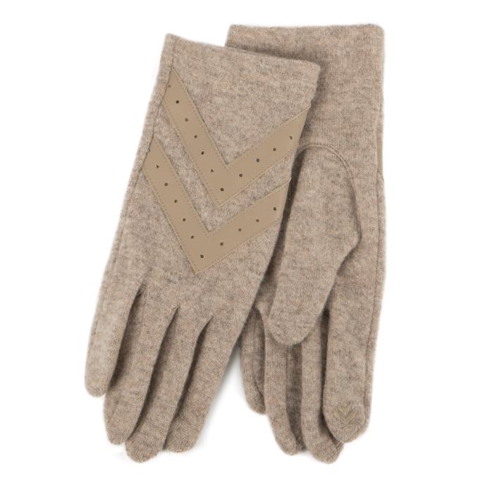 Isotoner&#174; Ladies Smartouch Wool Knit Glove With Chevron Detail Beige