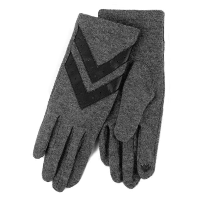 Isotoner&#174; Ladies Smartouch Wool Knit Glove With Chevron Detail Grey