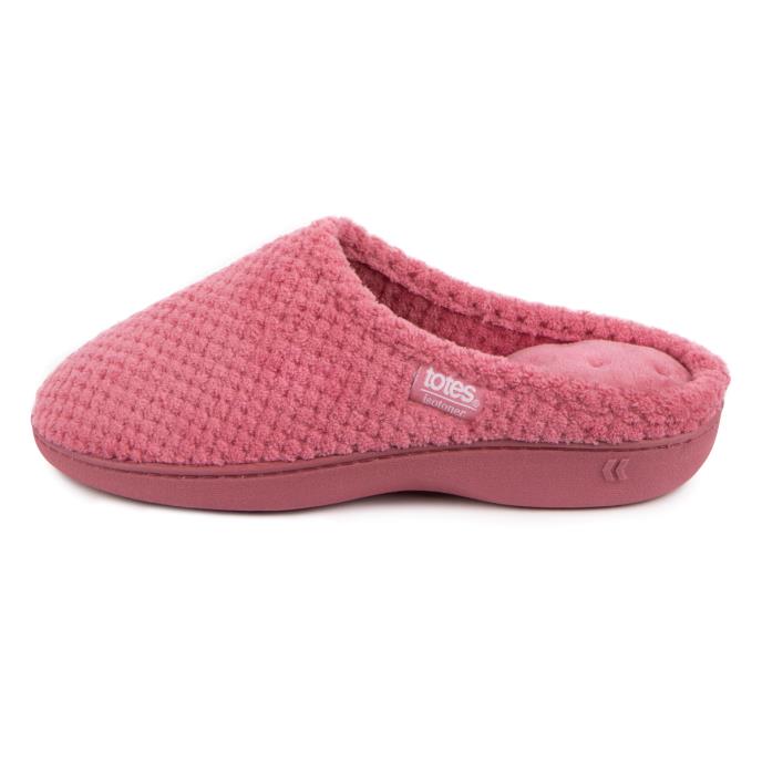 Isotoner&#174; Ladies Popcorn Terry Mule Slippers Bright Pink