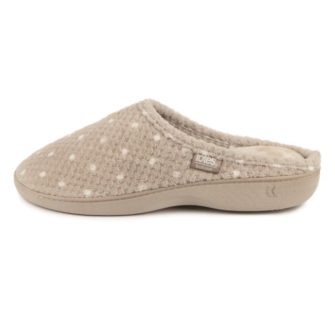 Isotoner&#174; Ladies Popcorn Terry Mule Slippers Natural Spot