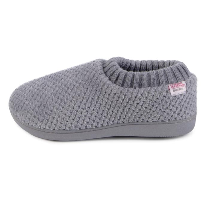 Isotoner&#174; Ladies Popcorn Full Back Bootie Slipper Grey