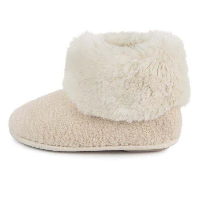 Isotoner&#174; Ladies Borg Boot With Fur Cuff Cream