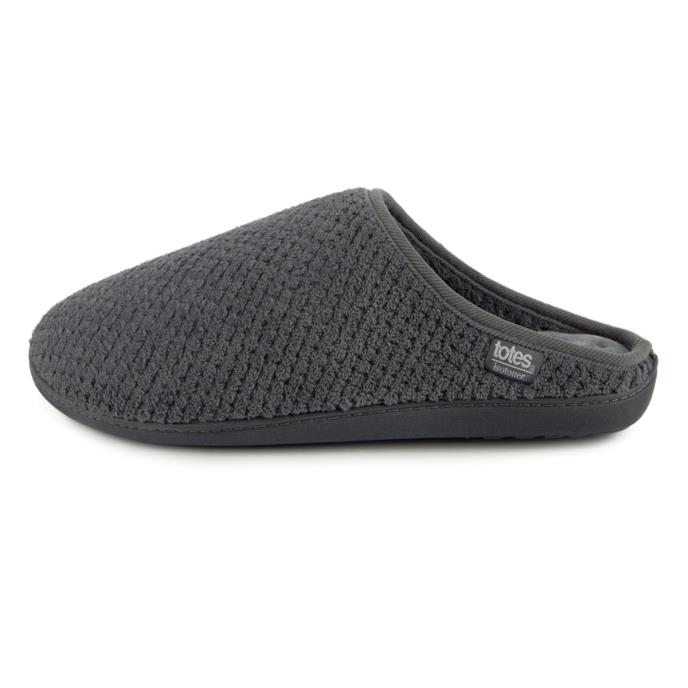 Isotoner&#174; Mens Swept Back Popcorn Mule Slipper Grey