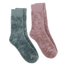 totes Ladies Chenille Bed Socks (Twin Pack) Teal / Pink