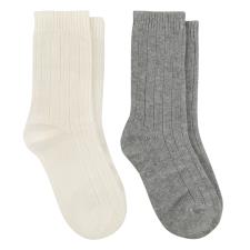 totes toasties&#174; Ladies Cashmere Blend Ankle Socks (Twin Pack) Grey / Cream