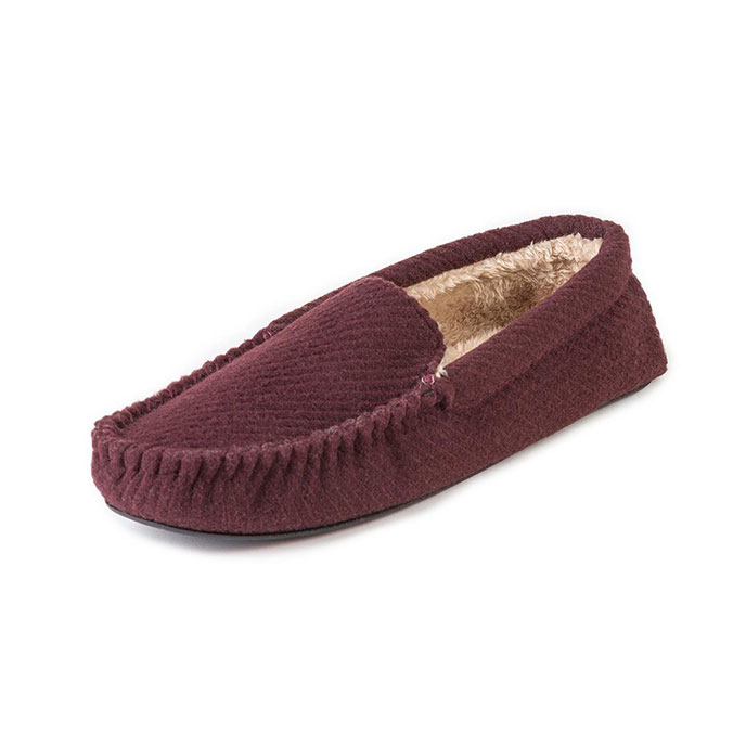 burgundy moccasin slippers