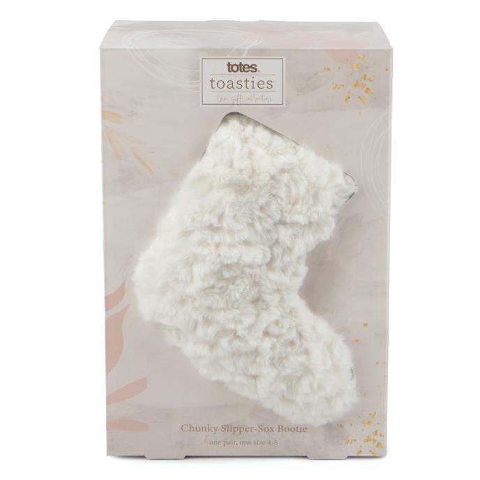 totes Ladies Faux Fur Slipper Socks Cream