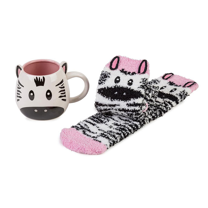 totes Ladies Zebra Mug & Socks Gift Set totes ISOTONER