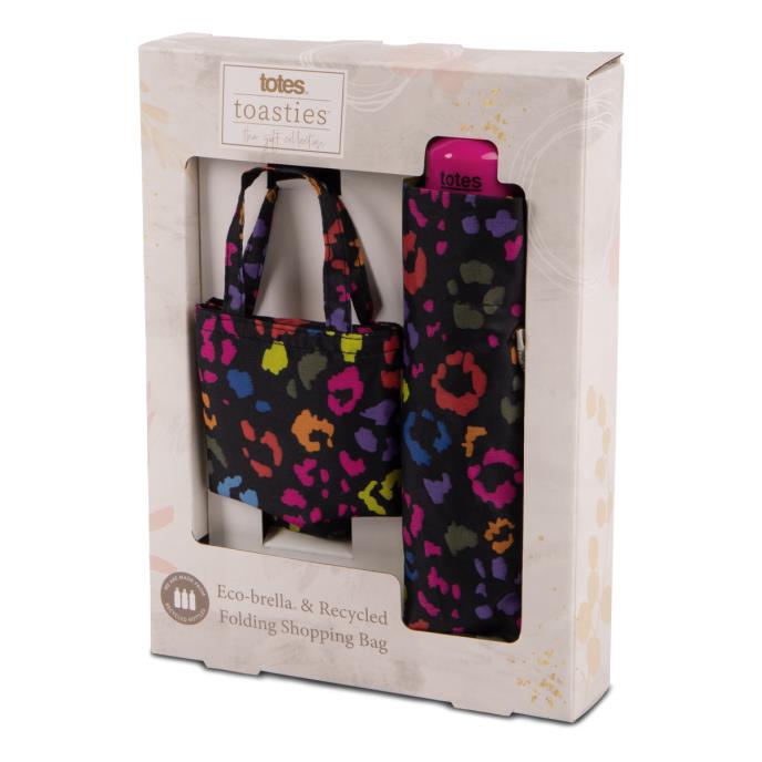 totes ECO Panther Umbrella And Matching Folding Shopping Bag