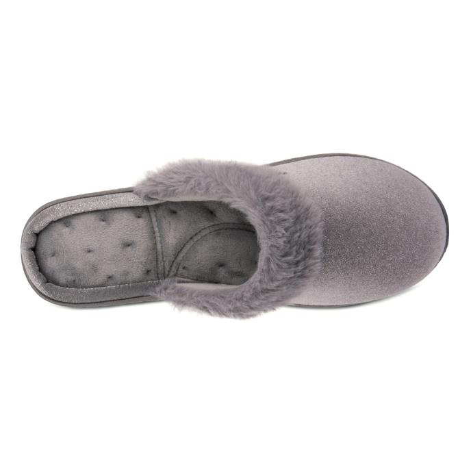 Totes grey suede mule best sale with faux fur collar