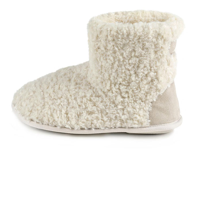 ladies cream slipper boots