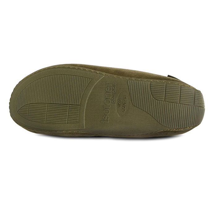 Isotoner Mens Airtex Suedette Moccasin Slippers Khaki Extra Image 4