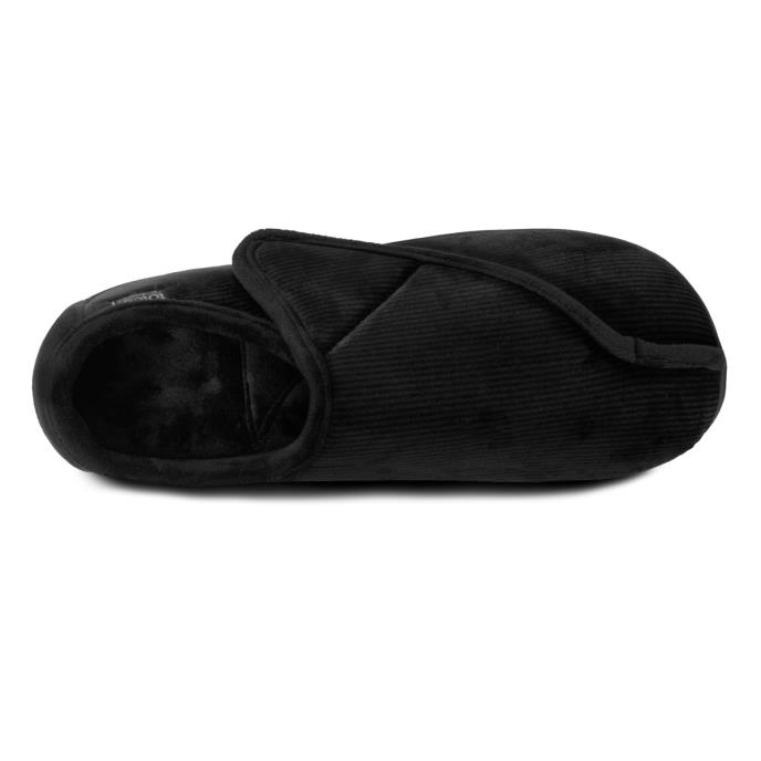 Isotoner Mens Velour Closed Back Slipper With Velcro Opening