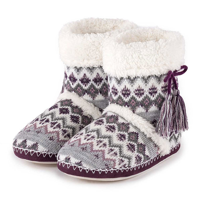 totes Ladies Fair Isle Bootie Slippers | eBay