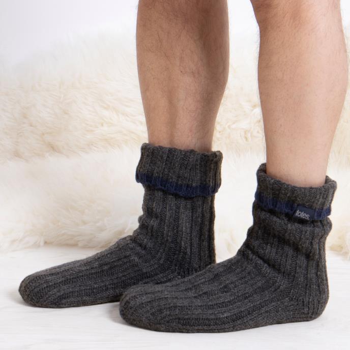 totes toasties® Mens Recycled Chunky Slipper Sock Grey