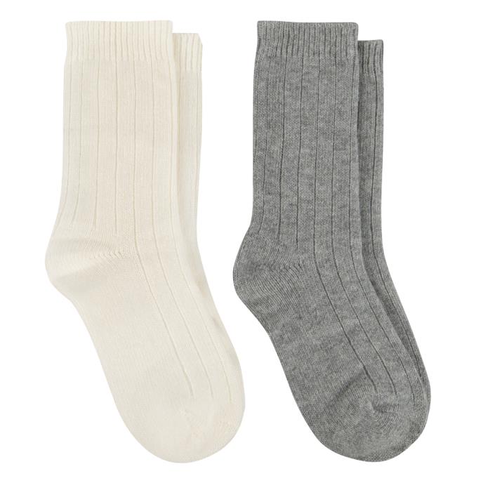 totes toasties® Ladies Cashmere Blend Ankle Socks (Twin Pack) Grey / Cream