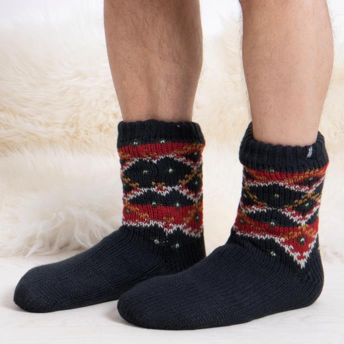 totes toasties® Mens Sherpa Lined Multi Fair Isle Slipper-Sox Fairisle