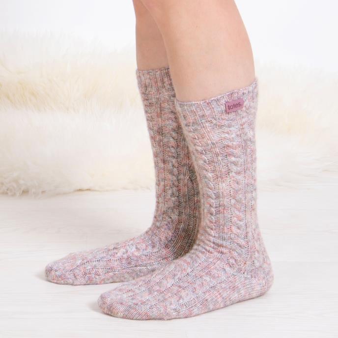 totes® toasties® Ladies Chunky Twist Thermal Wool Blend Boot Socks Pink