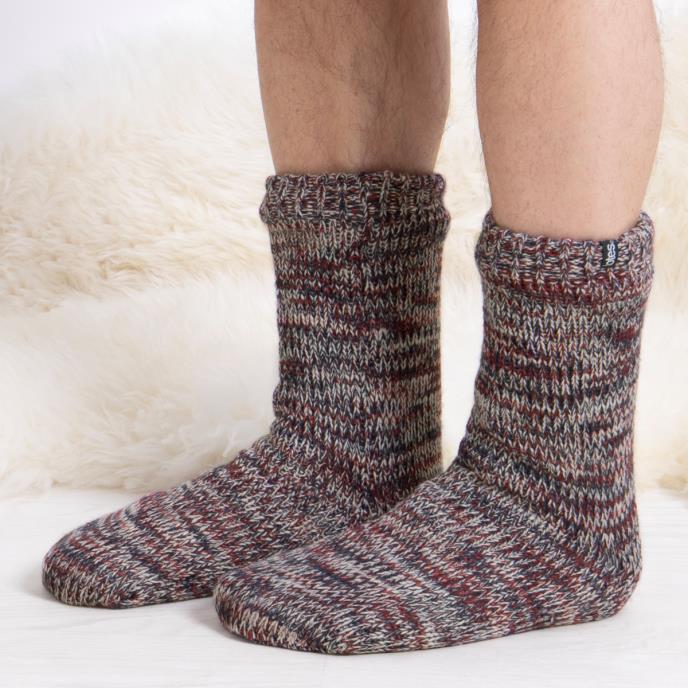 totes toasties® Mens Chunky Twist Sherpa Lined Slipper Socks Multi