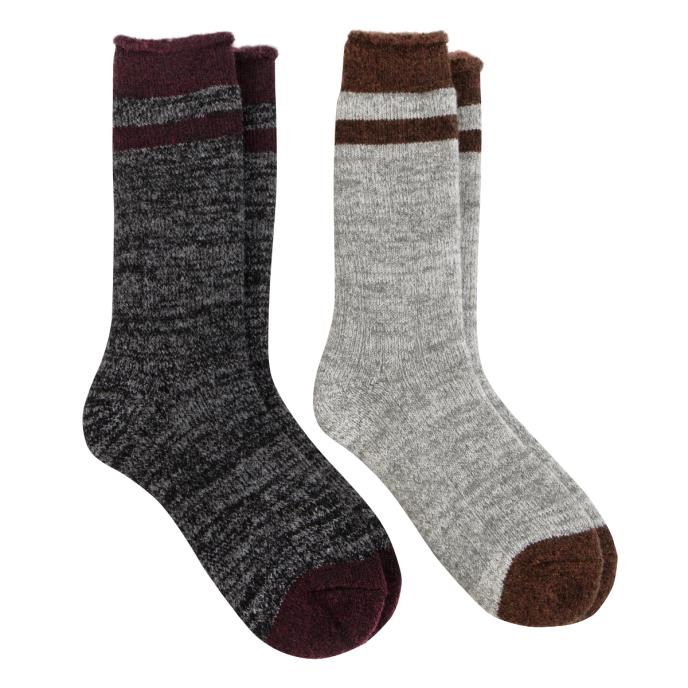 totes toasties® Mens Alpaca Blend Ankle Socks (Twin Pack) Black / Grey