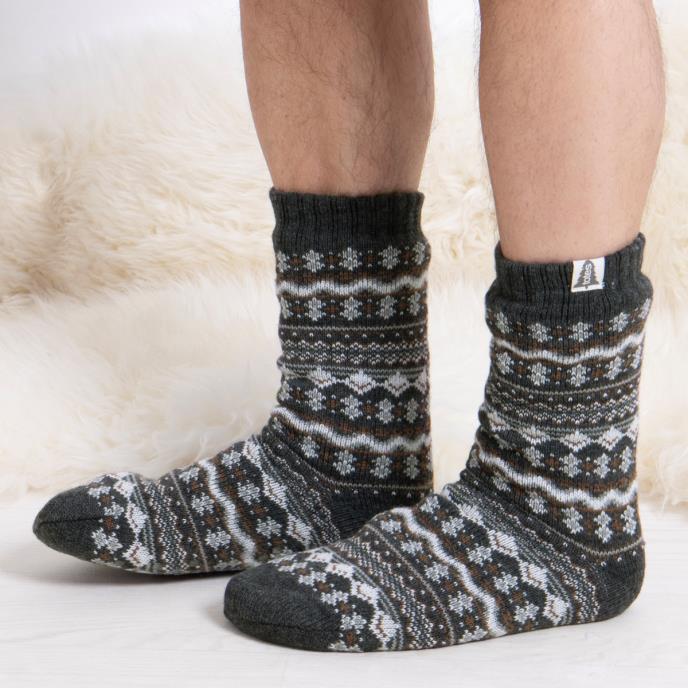 totes toasties® Mens Sherpa Lined Fair Isle Slipper Socks Fairisle ...