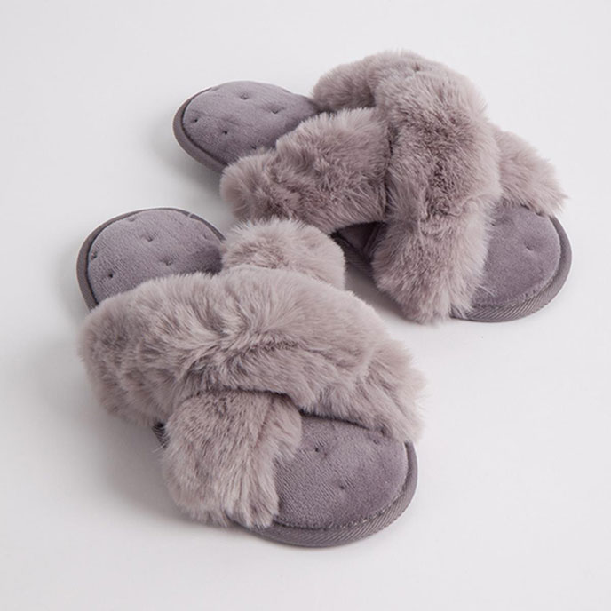fluffy cross slippers
