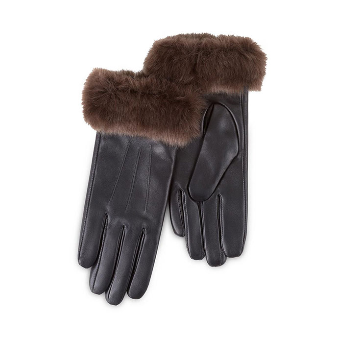 leather gloves with fur cuff