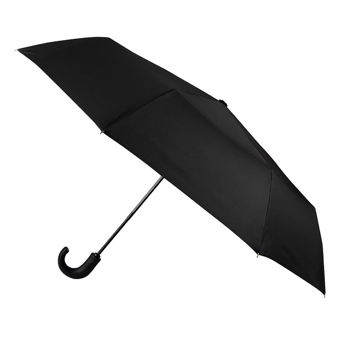 totes® ECO-BRELLA® X-TRA STRONG Auto Open / Close PU Coated Crook Handle Umbrella Black (3 Section)