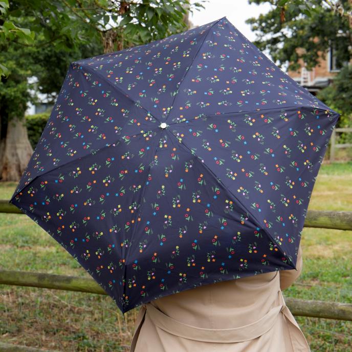 totes ECO-BRELLA® X-TRA STRONG Mini Navy Flowers Print Umbrella (5 Section)