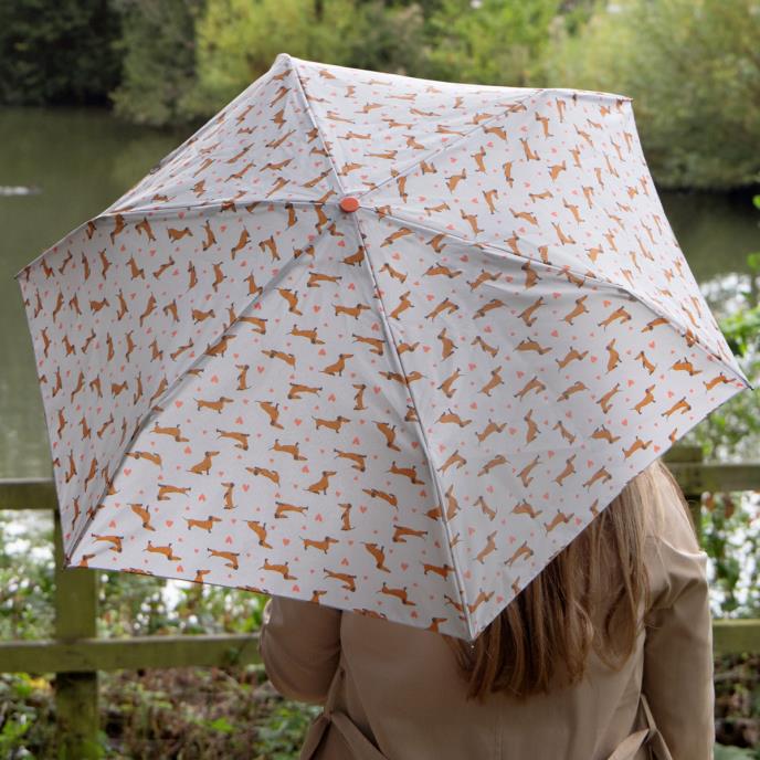 totes ECO-BRELLA® Supermini Dachshund Hearts  Print Umbrella (3 Section)