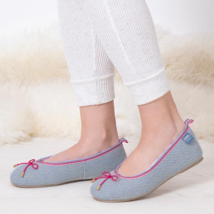 Isotoner® Ladies Herringbone Ballet Slipper Grey