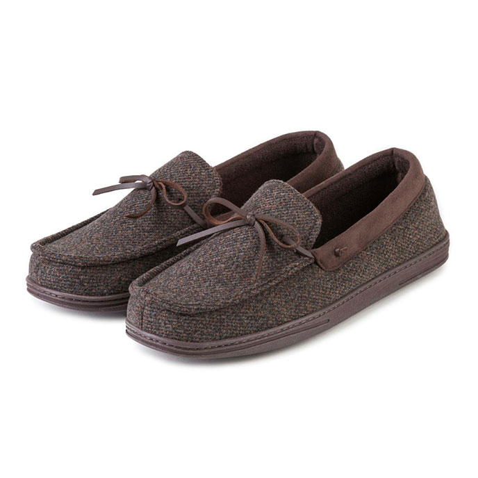 Isotoner Mens Wool Moccasin Slippers 