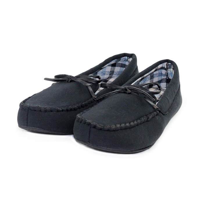 Isotoner Mens Check Moccasin Slippers 